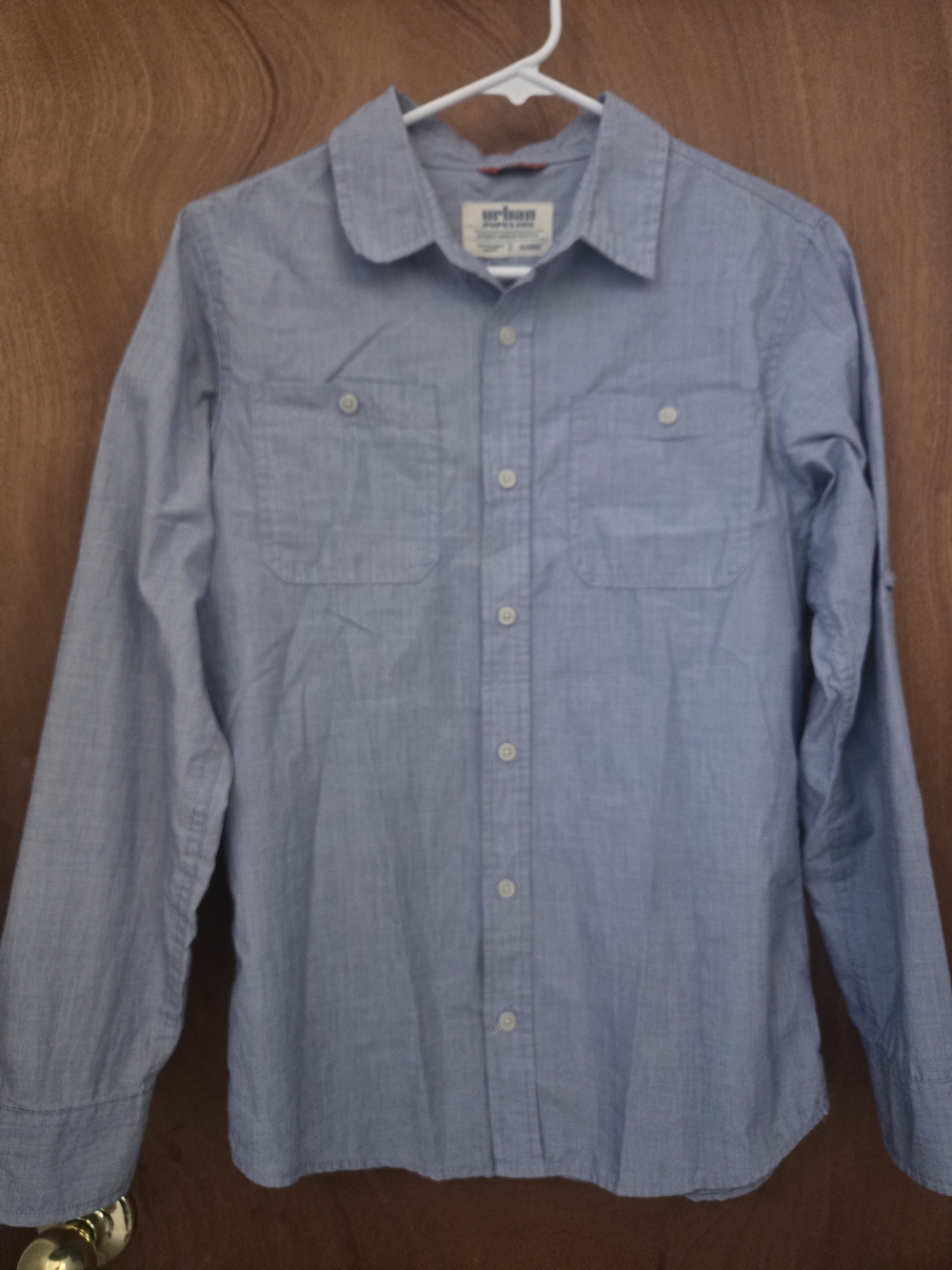 Urban Pipeline Boys Chambray Button-Up Shirt XL Blue Two Pocket